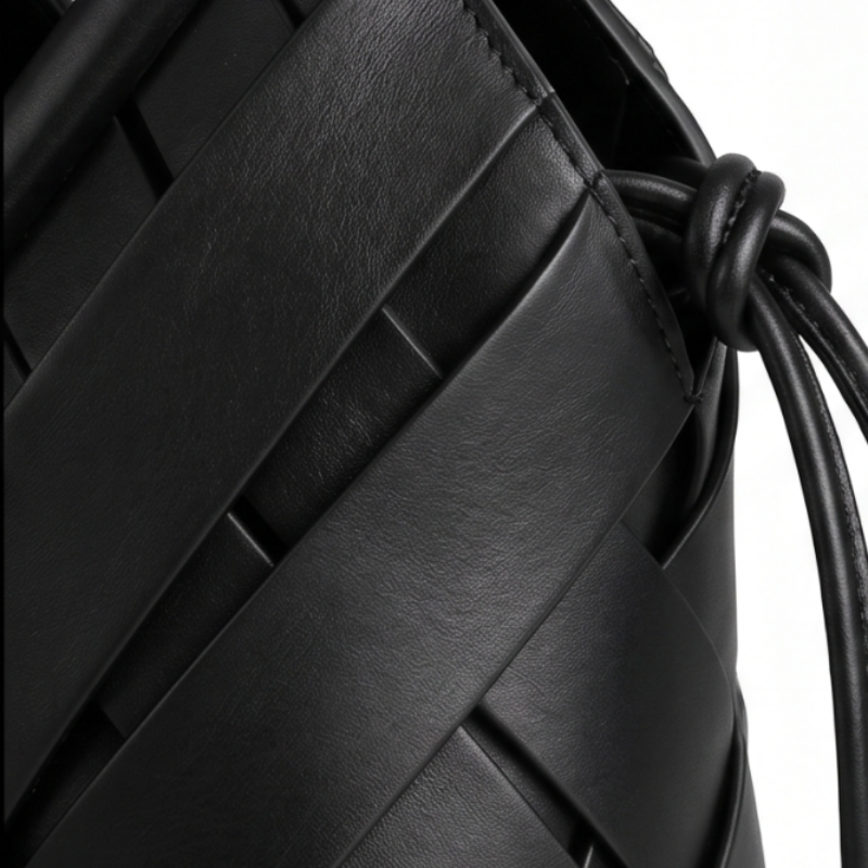Weave Leather Triangular Handle Handbag