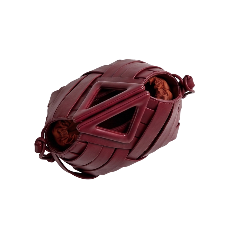 Weave Leather Triangular Handle Handbag