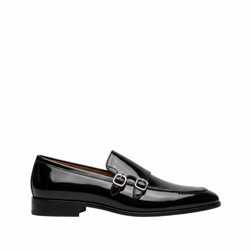 Wesley Double Monk Straps Patent Leather Loafers