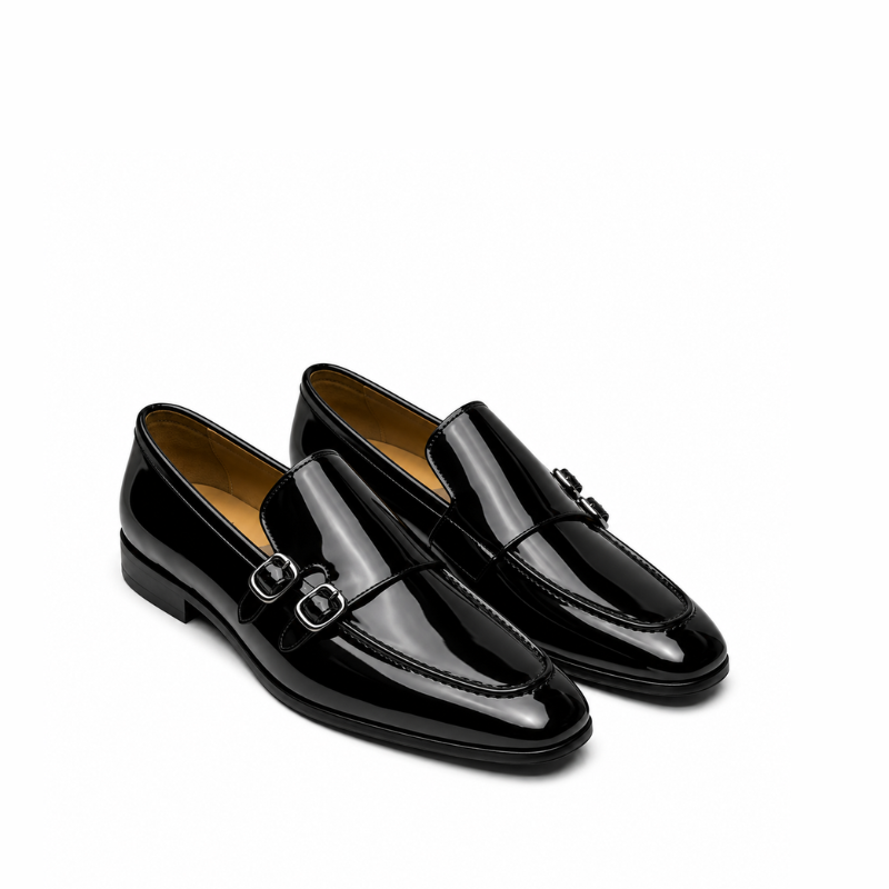 Wesley Double Monk Straps Patent Leather Loafers
