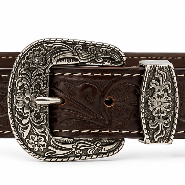 Western Floral Silver Belt