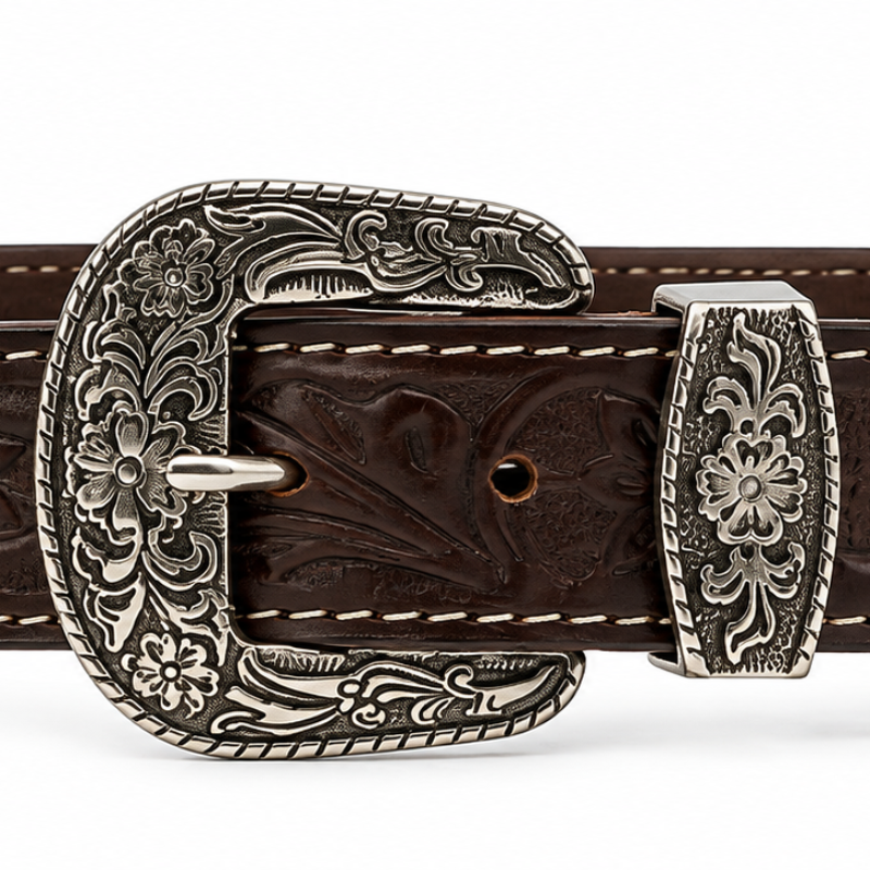 Western Floral Silver Belt