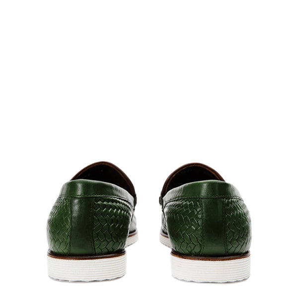 Leather Tassel Loafer for Men - Green