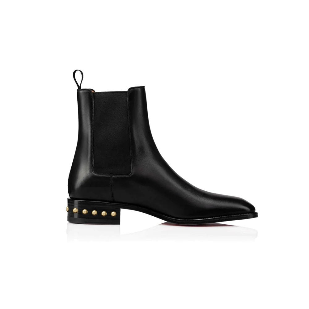 Coal Leather  Gold  Studded Chelsea Boots