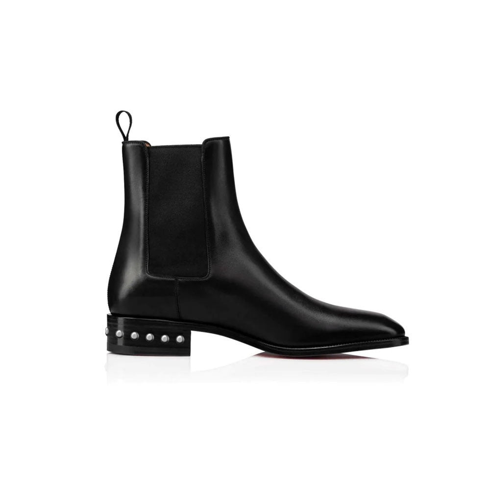 Coal Leather  silver  Studded Chelsea Boots