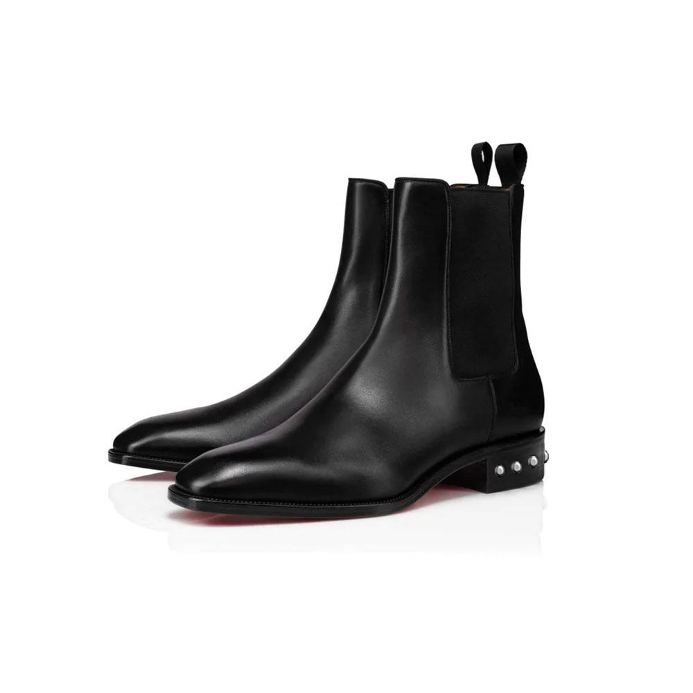 Coal Leather  silver  Studded Chelsea Boots