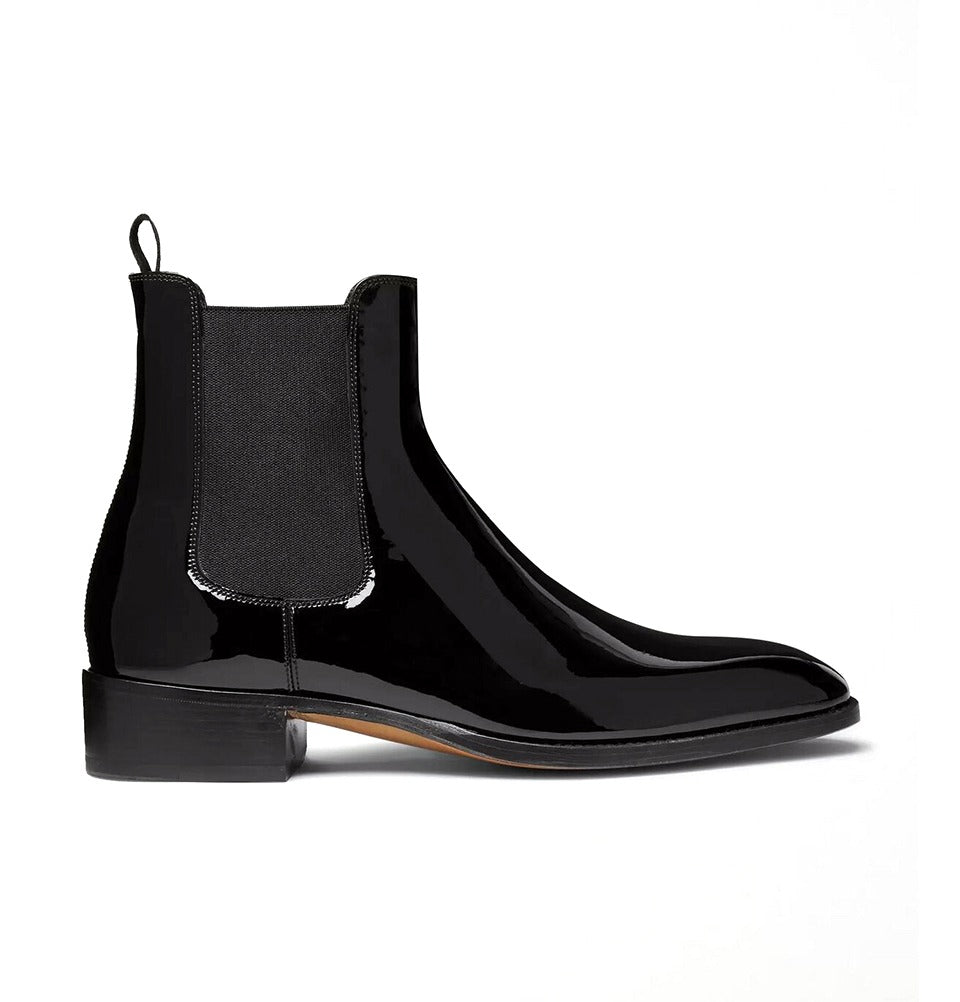 Hainaut Patent-Leather Chelsea Boots