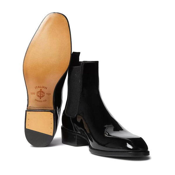 Hainaut Patent-Leather Chelsea Boots
