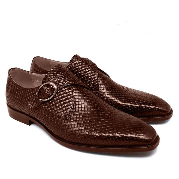 Dark Waved Single Monk Strap Shoes