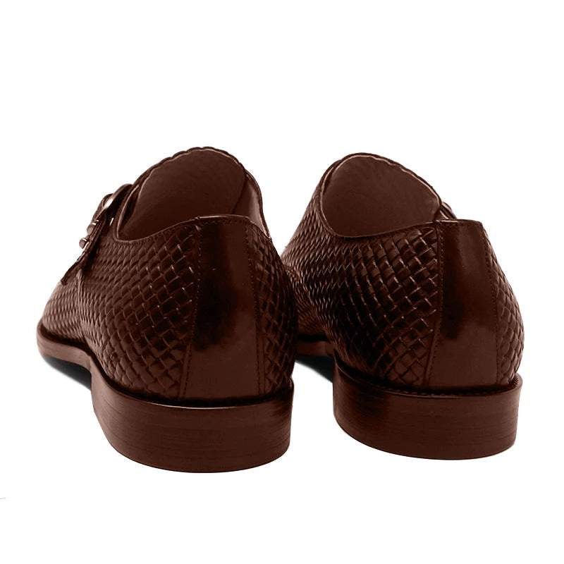 Dark Brown Waved Single Monk Strap Shoes