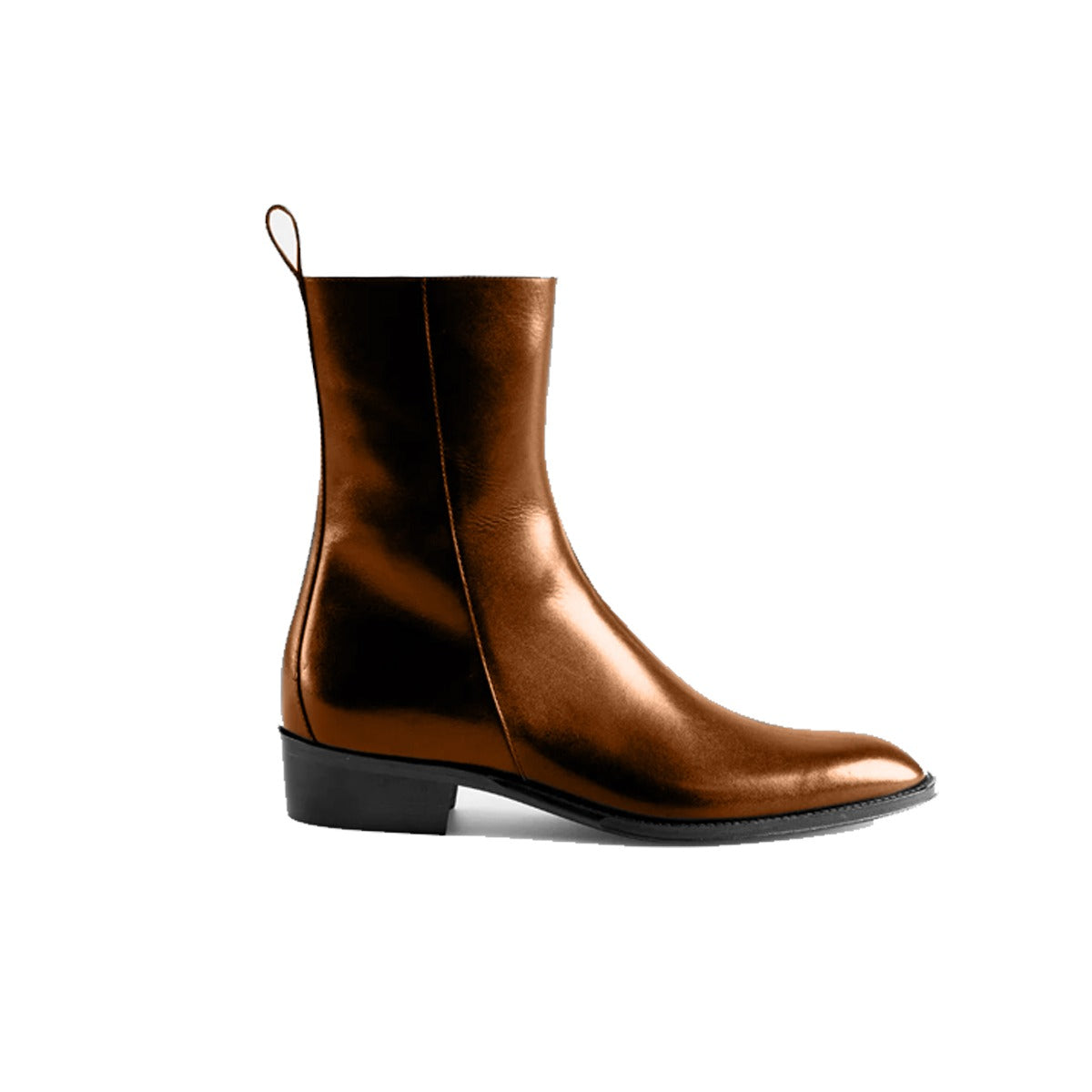 Patent Brown Chelsea Boots