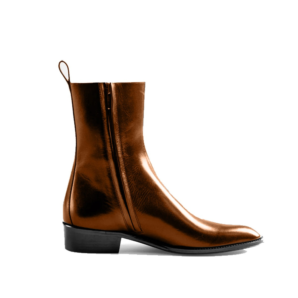 Patent Brown Chelsea Boots