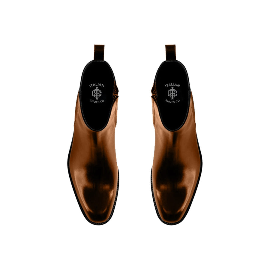 Patent Brown Chelsea Boots
