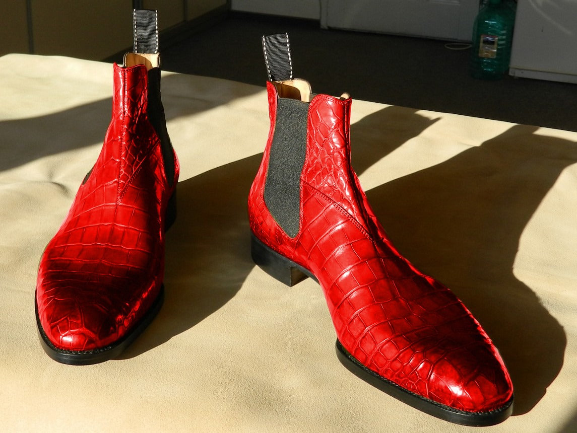 Croco Leather Handcrafted Chelsea Boot