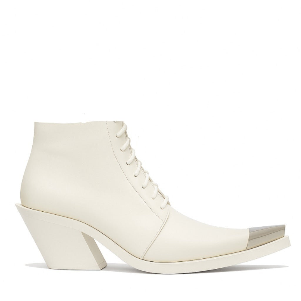 Achilles White Ion Gabriel Bang Ankle Boots