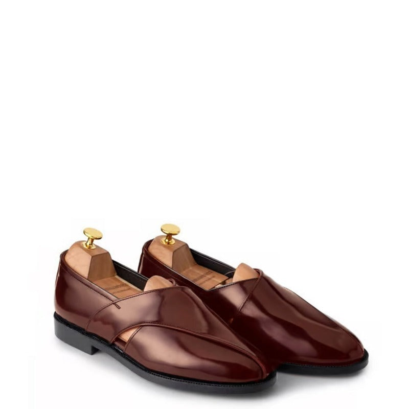 Royal Shiny Burgundy Peshawari Mojari