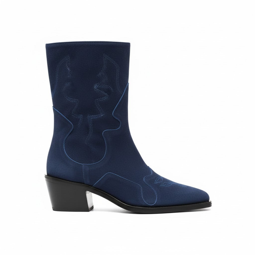 Zip-up Suede Cowboy Boots