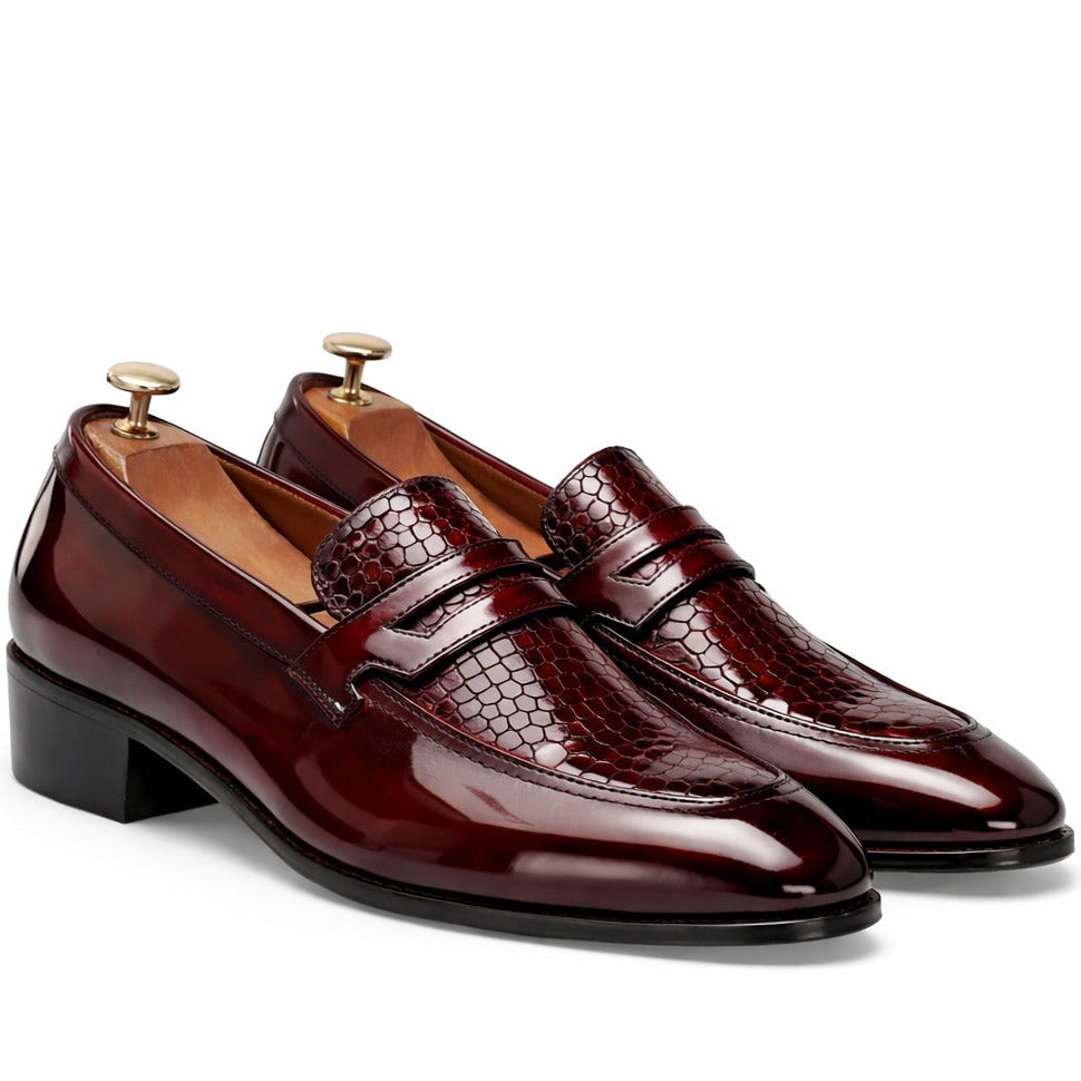 Croco patent leather penny loafer