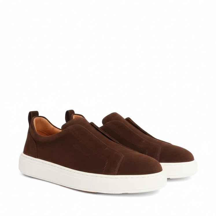 Men Suede Triple Stitch Slip-On Sneakers