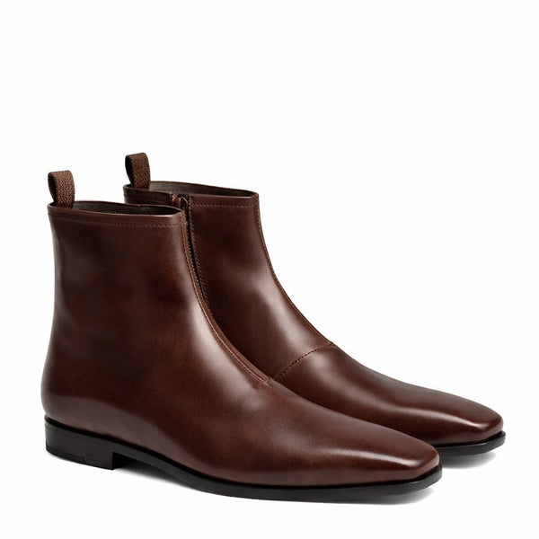 Chelsea Leather Zip up Ankle Boots