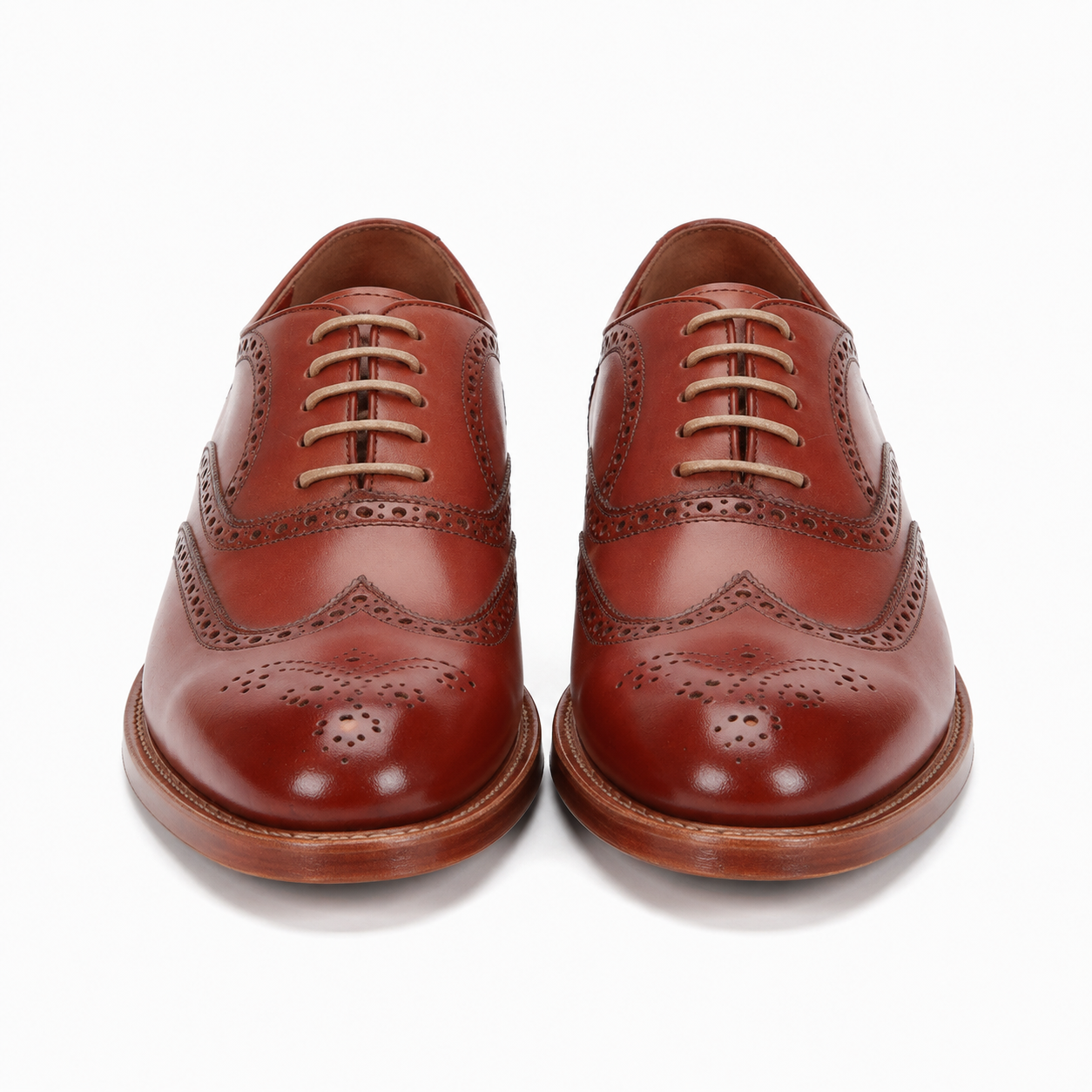 Wingtip Oxford Leather Lace Up Shoes