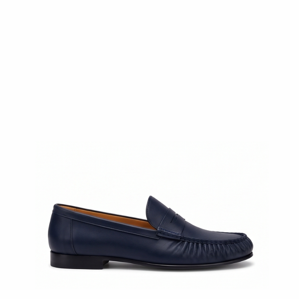 Winston Premium Leather Penny Loafers - Navy Blue