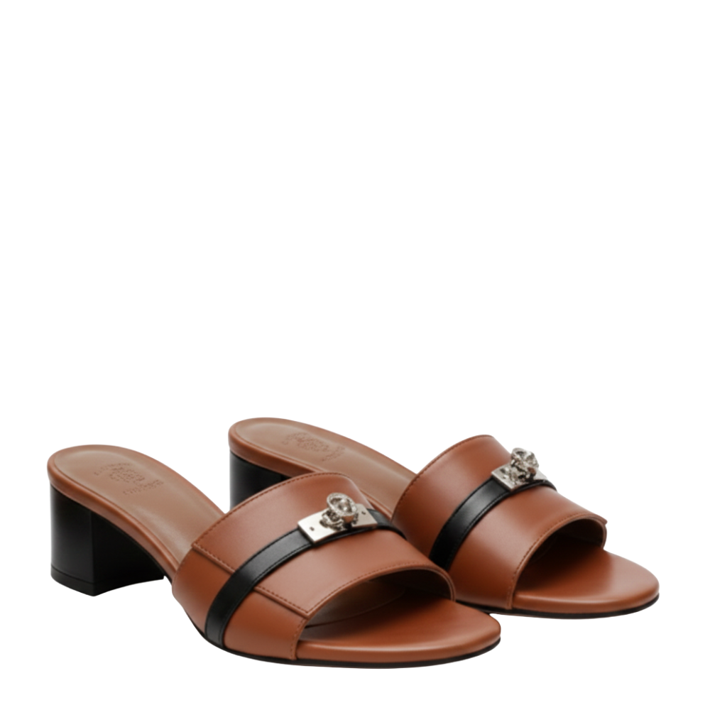 Women's  Leather Luxury Comfort Blocks Sandals