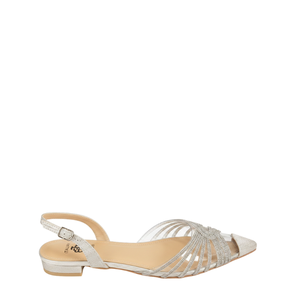 Women's Champagne Crystal Mesh Slingback Sandal