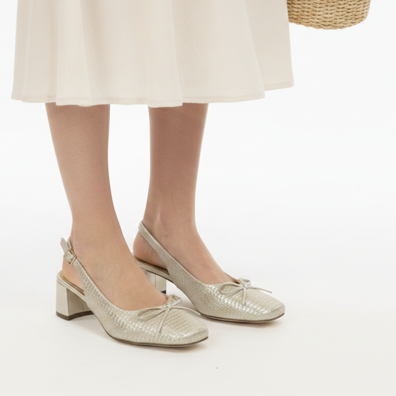 Women's Champagne Slingback Block Heels