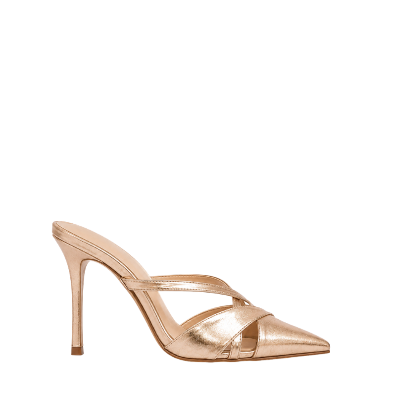 Women's Rose Gold Cross-Strap Stiletto Heel