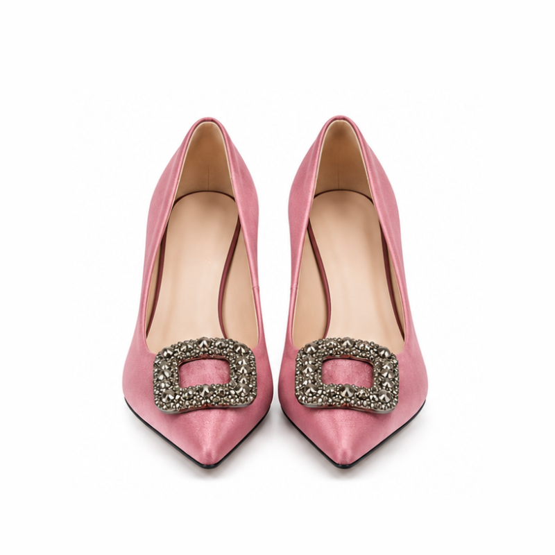 Women's Ruby Crystal Buckle Stiletto Pump Heels