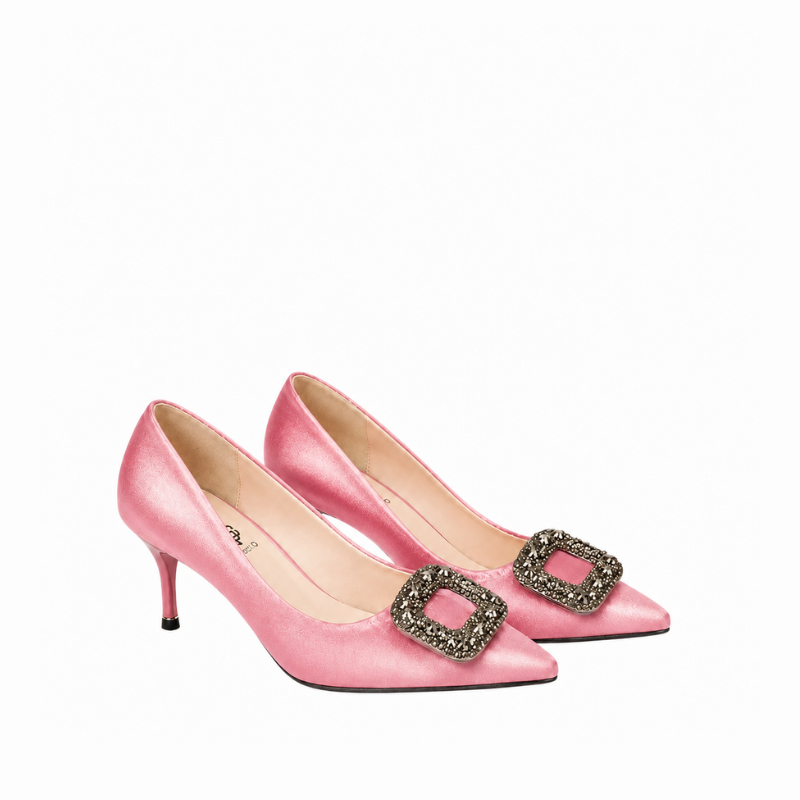Women's Ruby Crystal Buckle Stiletto Pump Heels