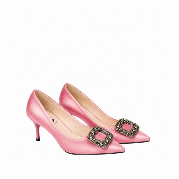 Women's Ruby Crystal Buckle Stiletto Pump Heels