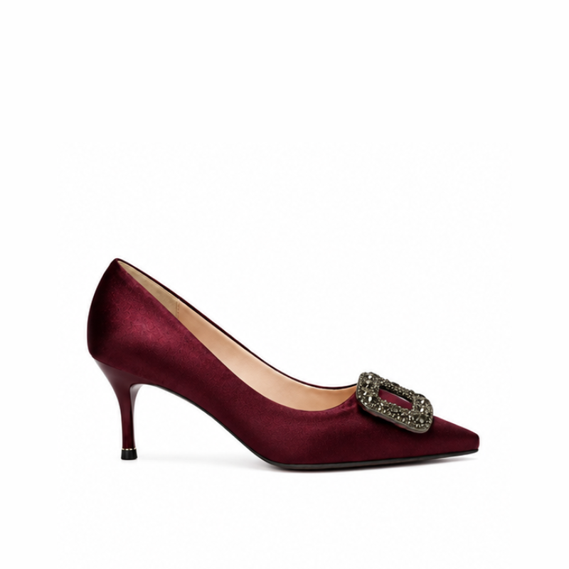 Women's Ruby Crystal Buckle Stiletto Pump Heels