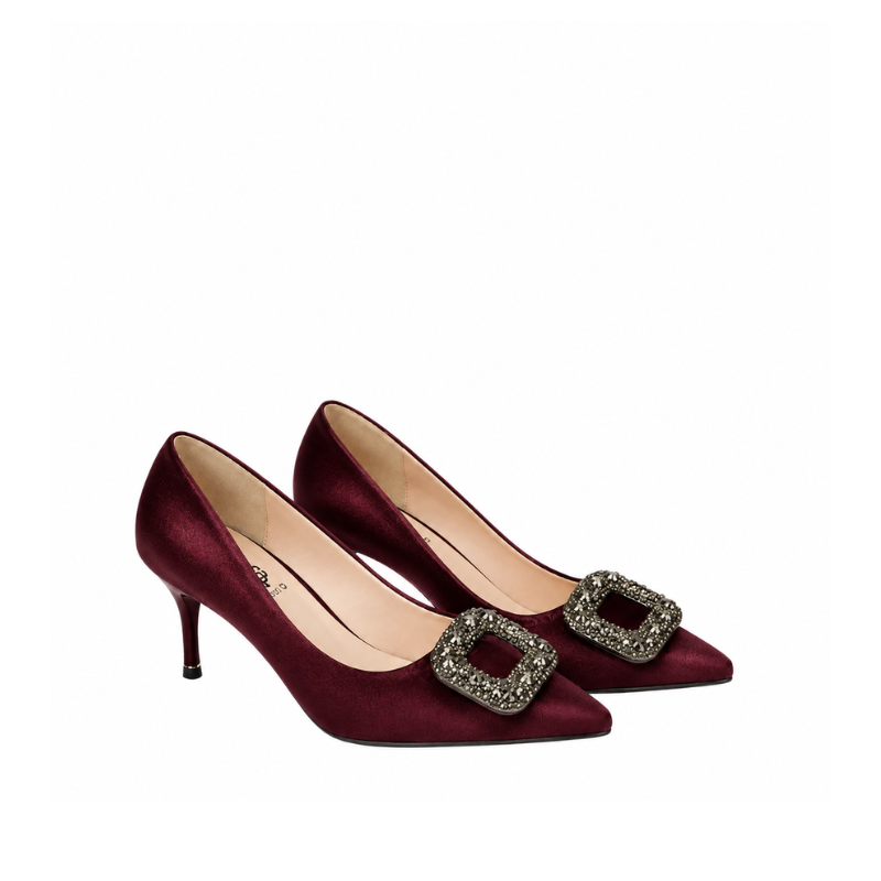 Women's Ruby Crystal Buckle Stiletto Pump Heels