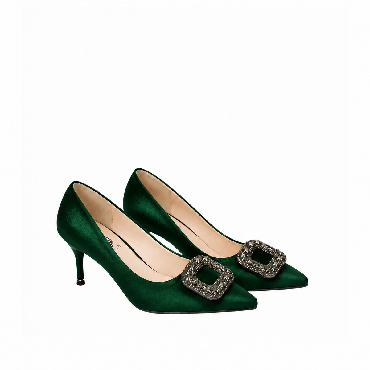 Women's Ruby Crystal Buckle Stiletto Pump Heels