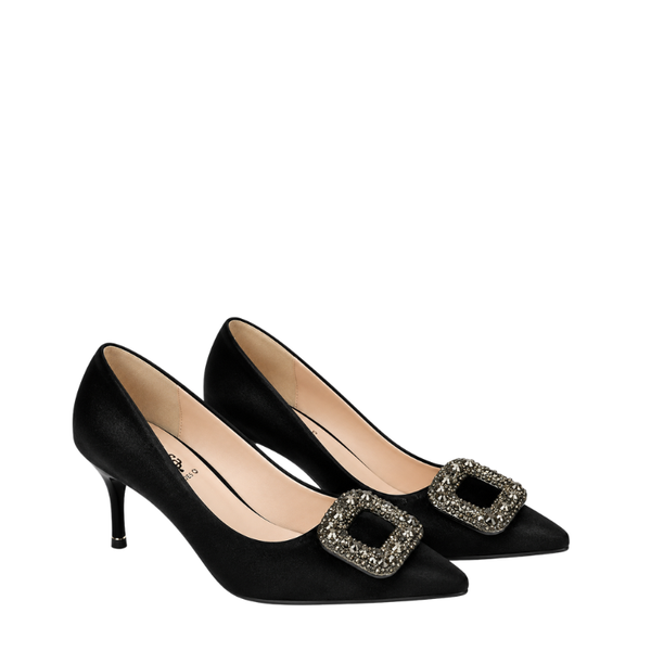 Women's Ruby Crystal Buckle Stiletto Pump Heels