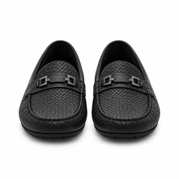 Woven-Texture Horsebit Driving Loafer