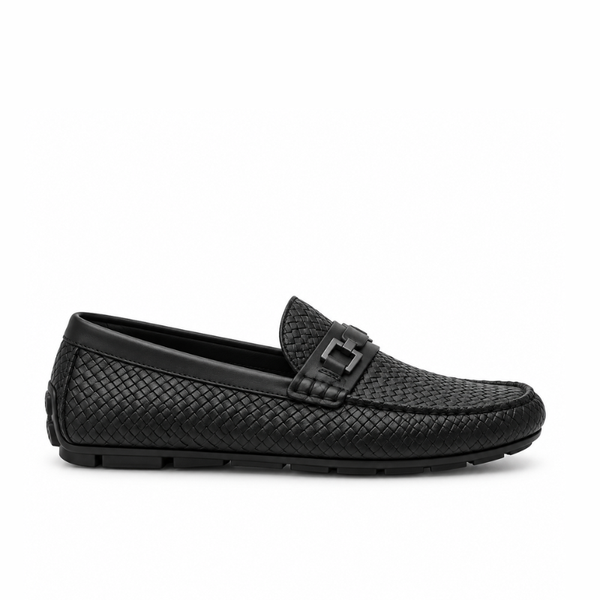 Woven-Texture Horsebit Driving Loafer