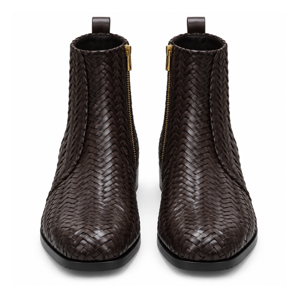 Woven Zip-Up Ankle Boots