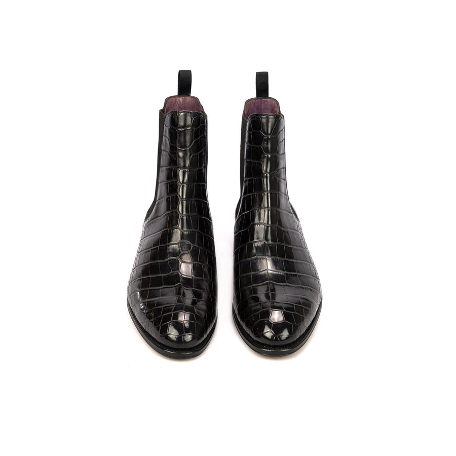 Croco Print High Ankle Boots