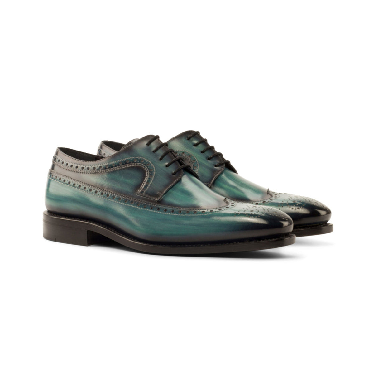 Elegant Turquoise Patent Leather Oxfords Turquoise Patina Blucher Shoes main image 2
