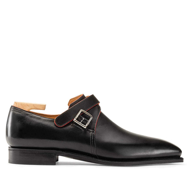 Red Lining Calf Leather Shoe With Buckle