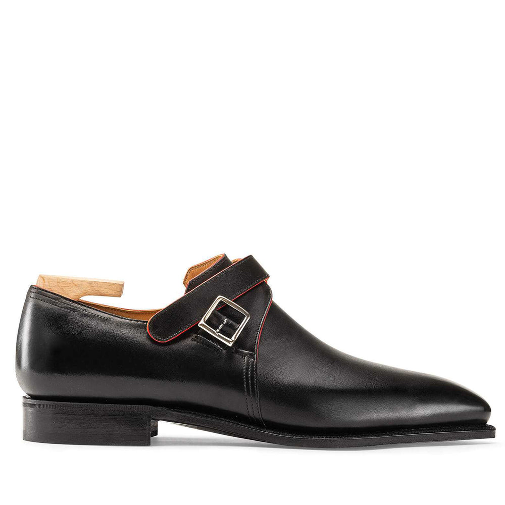 Red Lining Calf Leather Shoe With Buckle