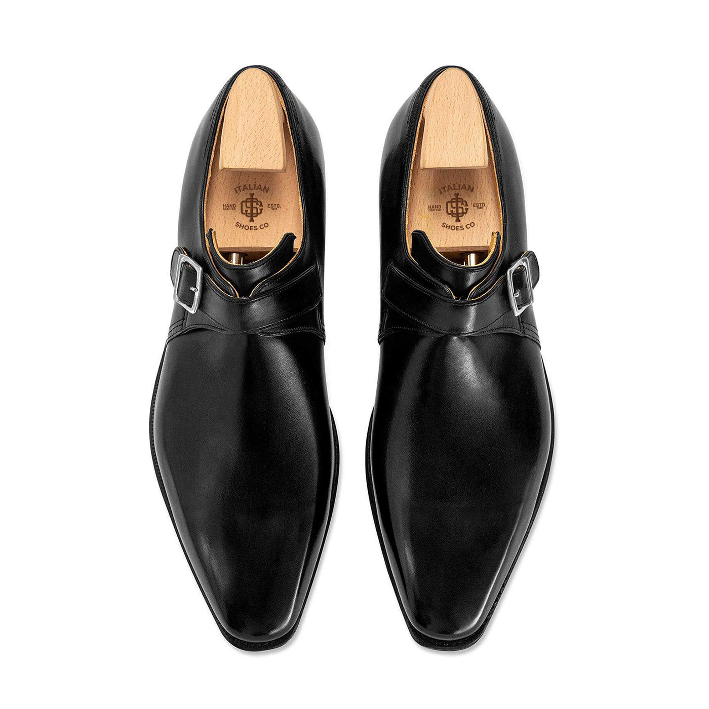 Black Calf Leather Buckle Shoes