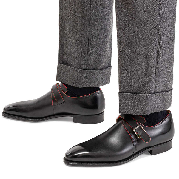 Red Lining Calf Leather Shoe With Buckle