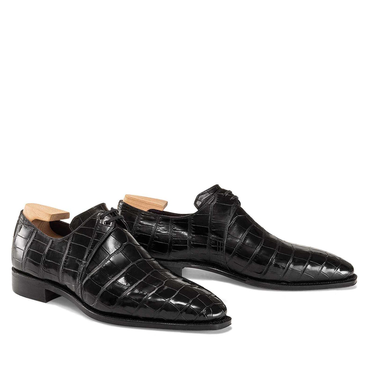 Croco Black Leather Shoes