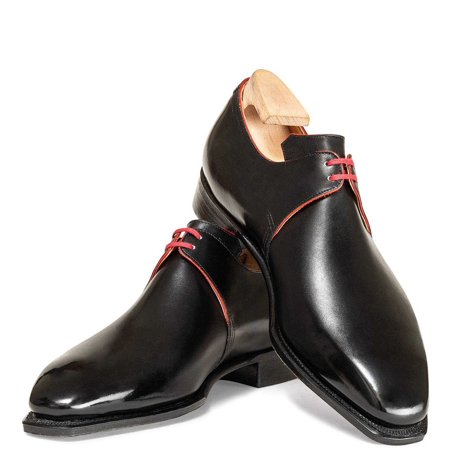 Black Calf Leather Red Laces Shoes