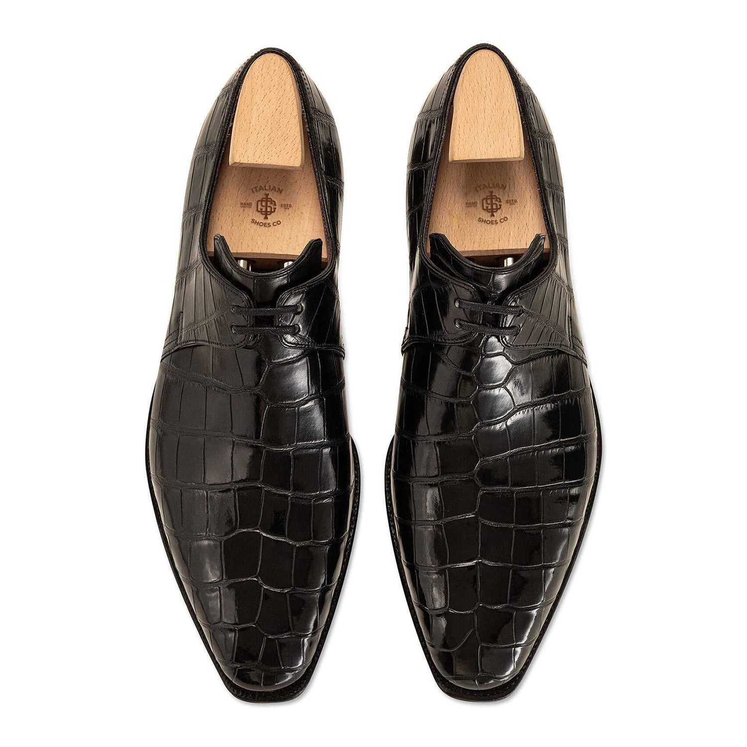 Croco Black Leather Shoes