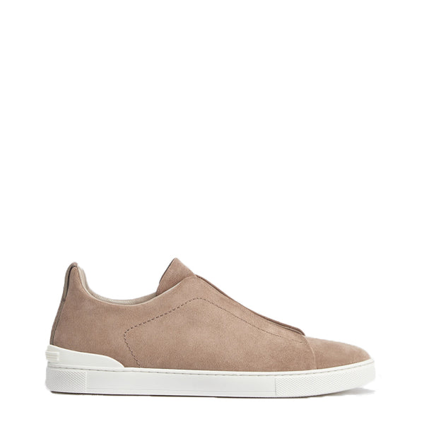 Handmade Suede Triple Stitch Sneaker - Warm Taupe Suede